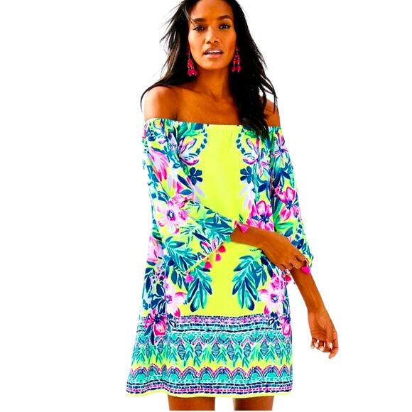 Holy Grail Lilly Pulitzer Payge Dress Bauble Yellow Lemur Alone HTF Size L - Picture 1 of 7